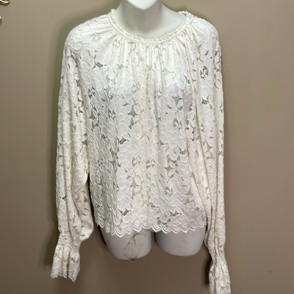 Free People Oversized Olivia Lace Top Sz S - Picture 4 of 8